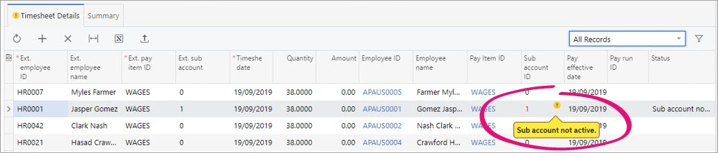 MYOB Acumatica timesheet details