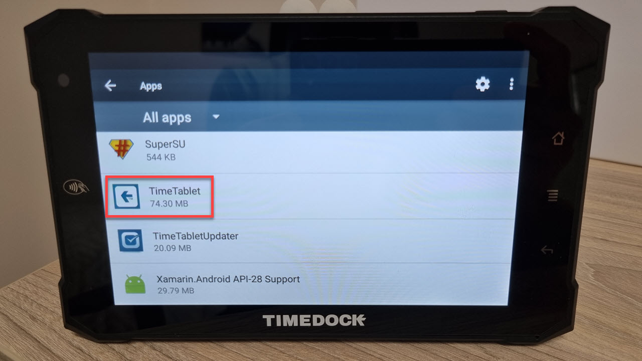 TimeTablet app list